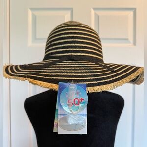 Striped Black and Tan Sun Hat